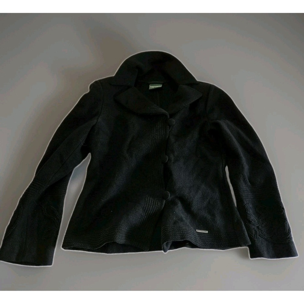 Geiger Blazer Women's Size 38 Black Wool Gothic Gold Hardware Vintage